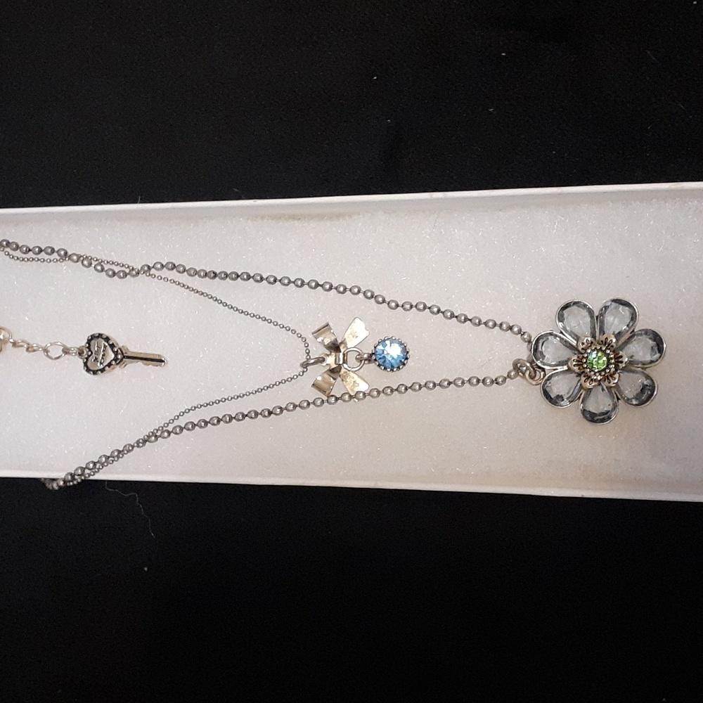 Betsey Johnson Blue Flower Double Strand Necklace